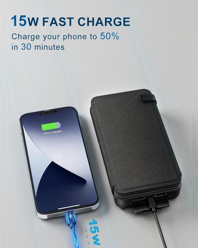 Alt view image 4 of 7 - Hiluckey Solar Charger Power Bank 25000mAh USB C Fast Charging Portable Phone Charger with 4 Solar Panels & 3 USB Outputs for iPhone Tablet