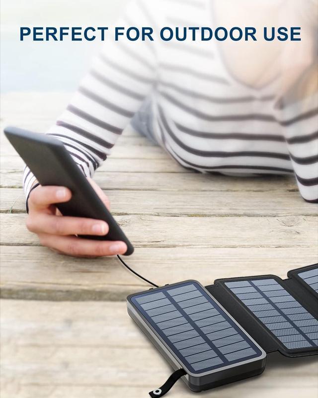 Alt view image 6 of 7 - Hiluckey Solar Charger Power Bank 25000mAh USB C Fast Charging Portable Phone Charger with 4 Solar Panels & 3 USB Outputs for iPhone Tablet