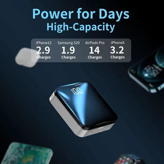 Alt view image 2 of 6 - T-CORE Power Bank The Smallest and Lightest 10000mAh External Battery Ultra-Compact High-Speed Charging Technology Portable Charger for iPhone, Samsung Galaxy S20/21 Silver
