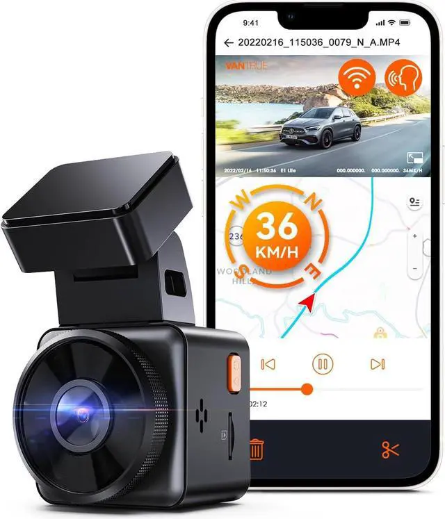 Main image of E1 Lite 1080P WiFi Mini Dash Cam with GPS and Speed, Free APP, Voice Control Detachable Dash Camera, 24 Hours Parking Mode, Night Vision, Motion Detection, Loop Recording, Support 512GB Max