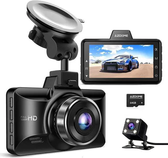 Main image of Dual Dash Cam Front and Rear, 3 inch 2.5D IPS Screen Free 64GB Card Car Driving Recorder, 1080P FHD Dashboard Camera, Waterproof Backup Camera Night Vision, Park Monitor, G-Sensor, for Car Taxi