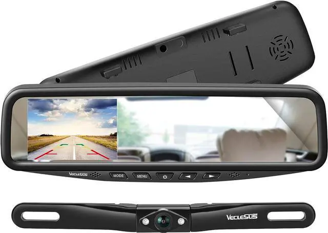 Main image of VT1 1080P Wired Car Backup Camera Kit, Easy to Install for Continuous or Reversing Viewing, 4.3" in-Mirror Clip-on Monitor with HD Backup Camera for Cars, Pickups, SUVs, Vans, Sedans, Trucks