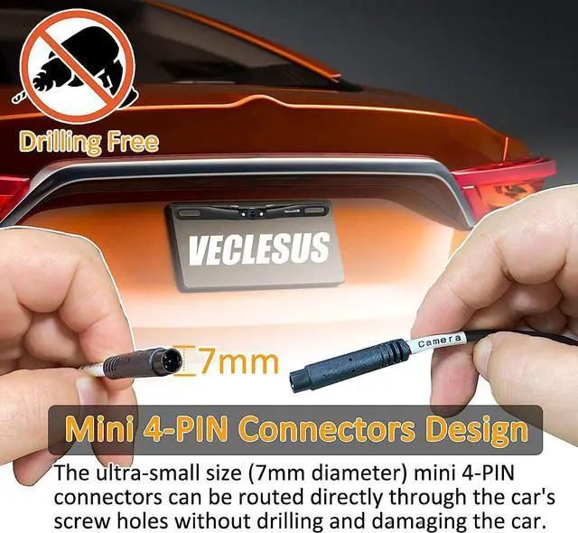 Alt view image 6 of 7 - VT1 1080P Wired Car Backup Camera Kit, Easy to Install for Continuous or Reversing Viewing, 4.3" in-Mirror Clip-on Monitor with HD Backup Camera for Cars, Pickups, SUVs, Vans, Sedans, Trucks