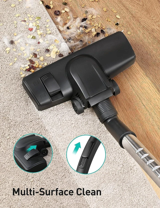 Alt view image 3 of 7 - Aspiron Canister Vacuum Cleaner, Lightweight Bagless Vacuum Cleaner, 3.7QT Large Dust Cup, Automatic Cord Rewind, 5 Tools, HEPA Filter, Variable Speed Portable Vacuum for Hard Floors, Pet, Car, Silver