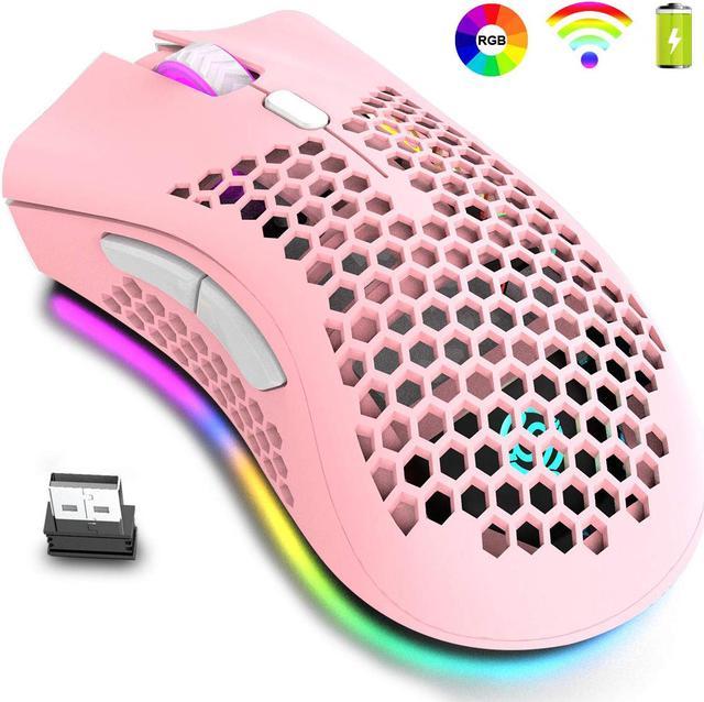 Wireless Gaming Mouse Rechargeable USB PC Gaming Mouse RGB Backlit Mouse  Ergonomic Optical Mice W/Honeycomb Shell for PC Computer Laptop 