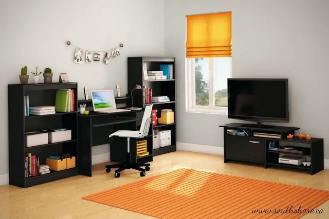 Alt view image 6 of 7 - South Shore Axess Desk with Keyboard Tray, Black