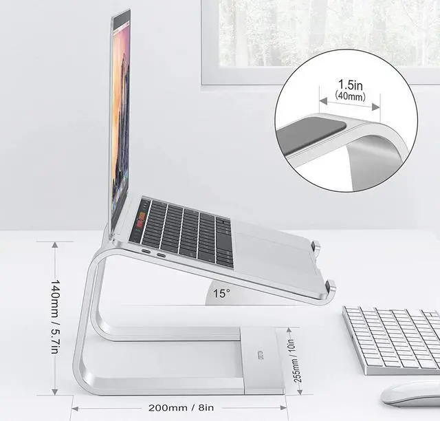 Alt view image 2 of 7 - Laptop Stand, Detachable Laptop Mount, Aluminum Laptop Holder Stand for Desk, Compatible with MacBook Air/Pro, Dell, HP, Lenovo and All Laptops (11-16 inch), Silver