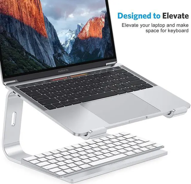 Alt view image 4 of 7 - Laptop Stand, Detachable Laptop Mount, Aluminum Laptop Holder Stand for Desk, Compatible with MacBook Air/Pro, Dell, HP, Lenovo and All Laptops (11-16 inch), Silver