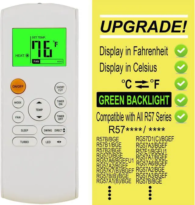 Alt view image 2 of 7 - Replacement Remote Control for Air Conditioner RG57A6/BGEFU1