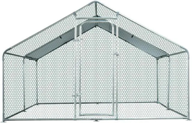Alt view image 7 of 7 - GIAS Large Galvanized Metal Chicken Run Cage Coop with Cover Walk-In Pen Perfect for Outdoor Backyard Use - 13.1'L x 9.8'W x 6.5'H