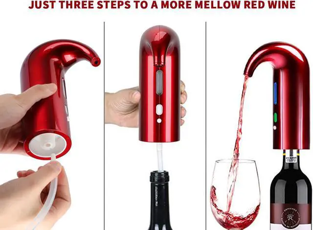 Alt view image 6 of 7 - Electric Wine Aerator,Smart Wine Decanter,Wine Dispenser Pump,Portable One-Touch Wine Decanter and Wine Dispenser Pump for Red and White Wine Smart Electric Wine Aerator & Dispenser USB Recharge