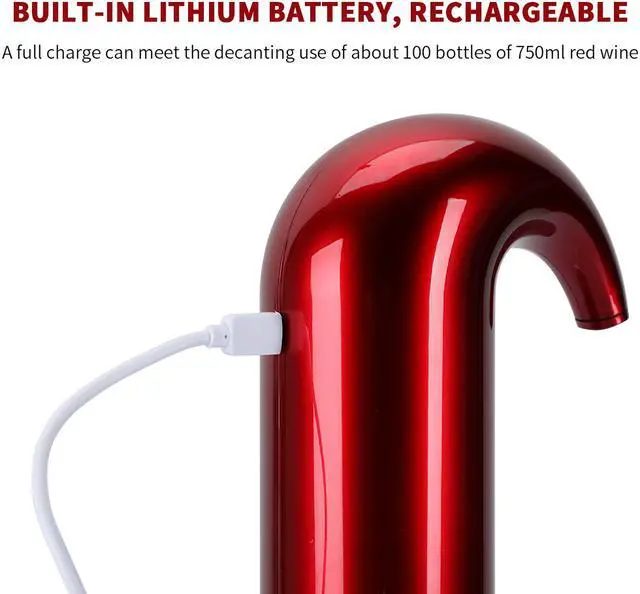 Alt view image 2 of 7 - Electric Wine Aerator,Smart Wine Decanter,Wine Dispenser Pump,Portable One-Touch Wine Decanter and Wine Dispenser Pump for Red and White Wine Smart Electric Wine Aerator & Dispenser USB Recharge