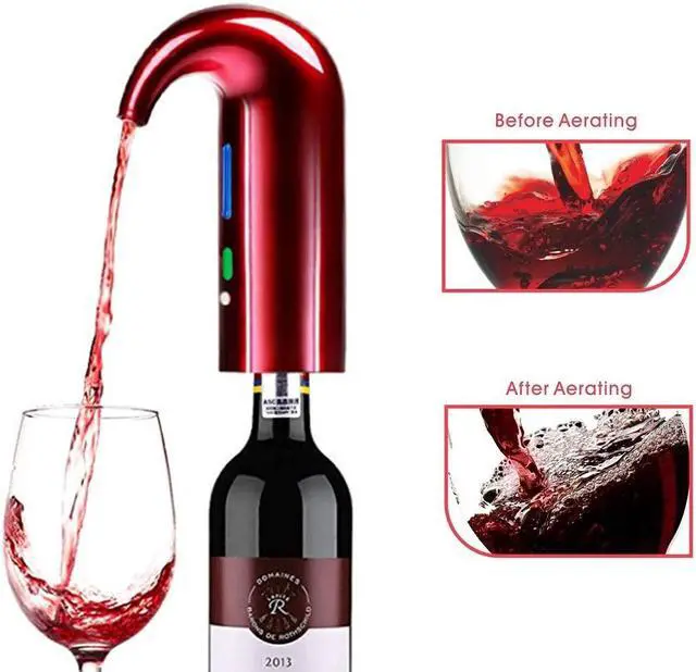 Alt view image 3 of 7 - Electric Wine Aerator,Smart Wine Decanter,Wine Dispenser Pump,Portable One-Touch Wine Decanter and Wine Dispenser Pump for Red and White Wine Smart Electric Wine Aerator & Dispenser USB Recharge