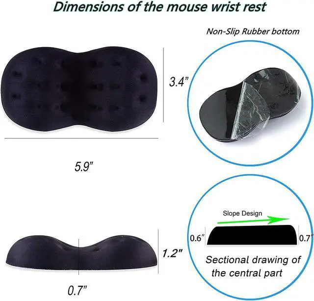 Alt view image 3 of 7 - BRILA Deluxe Ergonomic Mouse Wrist Rest Guard - Soft Memory Foam Wrist Elbow Support Cushion Pad for Computer Laptop Office Work PC Gaming Mouse