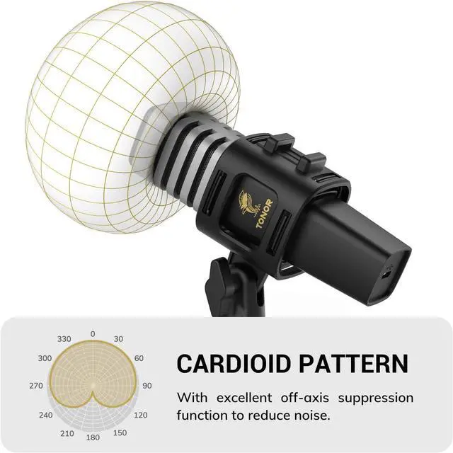 Alt view image 3 of 7 - USB Microphone for PC, Cardioid Condenser Computer Mic with Tripod Stand, Pop Filter, Shock Mount for Gaming, Streaming, Podcasting, YouTube