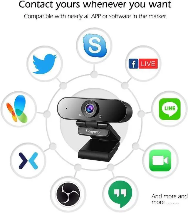 Alt view image 7 of 7 - Webcam with Stereo Microphone and Privacy cover , FULL HD 1080P by USB terminal,110 ° Wide-Angle for Conferencing, Distance learning or Meeting, Video chatting ,Calling, Team gaming etc.,(Black)