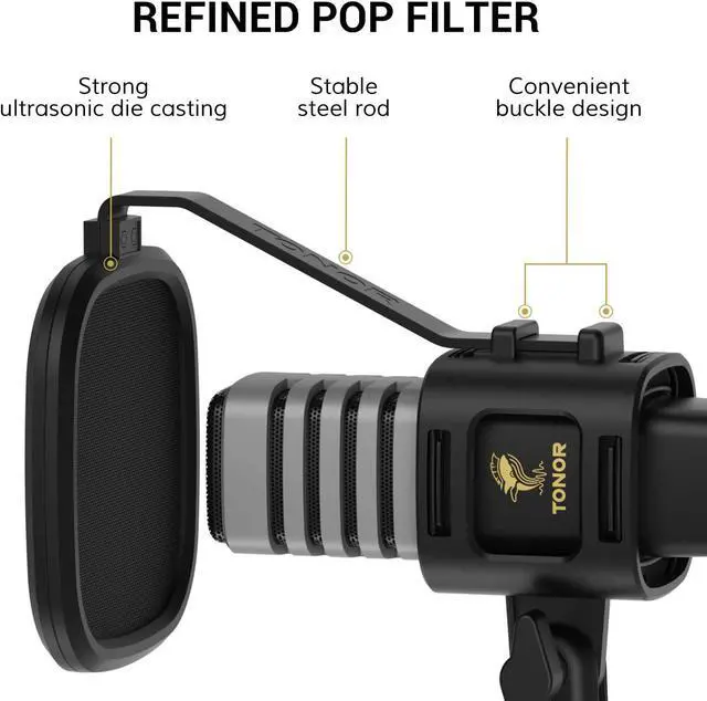 Alt view image 5 of 7 - USB Microphone for PC, Cardioid Condenser Computer Mic with Tripod Stand, Pop Filter, Shock Mount for Gaming, Streaming, Podcasting, YouTube