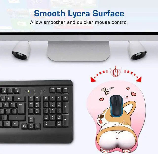 Alt view image 3 of 7 - Tidoopu Mouse Pad with Wrist Support Gel Ergonomic 3D Mouse Pad Anime Corgi Dog Mousepad Gaming Mouse Mat for PC Laptops (Pink)