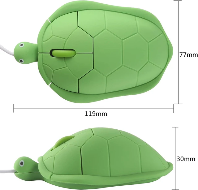 Alt view image 3 of 6 - elec Space Cute Animal Turtle Shape USB Wired Corded Mouse Optical Mice for Notebook PC Laptop Computer 1200DPI 3 Buttons with 3.6 Feet Cord (Green)
