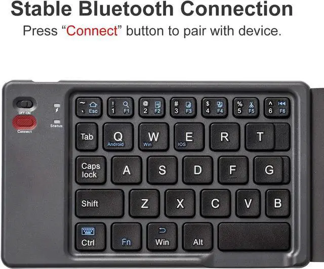 Alt view image 5 of 8 - SANWA (Japan Brand) Foldable Bluetooth Keyboard, Rechargeable Wireless Ultra Slim Pocket Size, Compatible with iOS Windows Android, for Computer PC Laptop MacBook iPad iPhone Smartphone Tablet