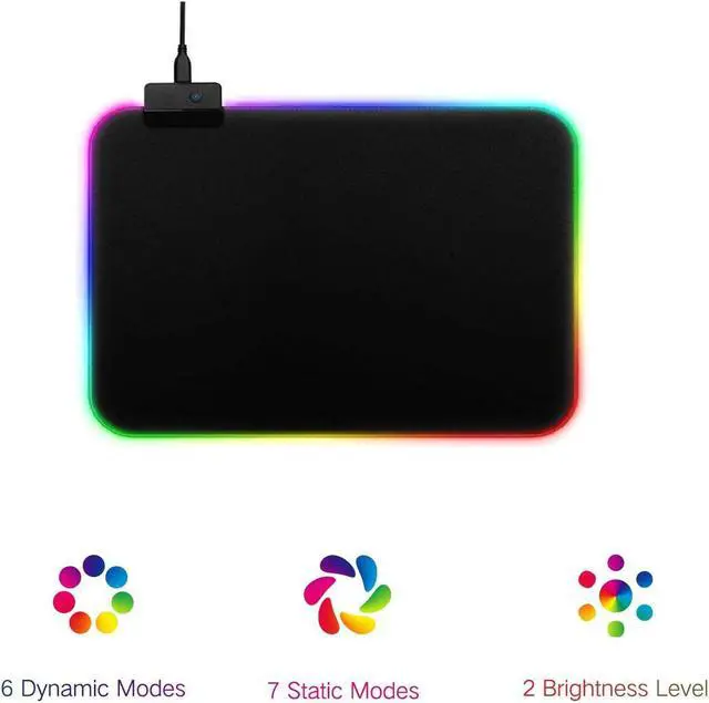 Alt view image 2 of 5 - Gaming Mouse Pad RGB LED Lighting Effects Gaming Mice Pad Mat 14in x 10in Non-Slip Rubber Base