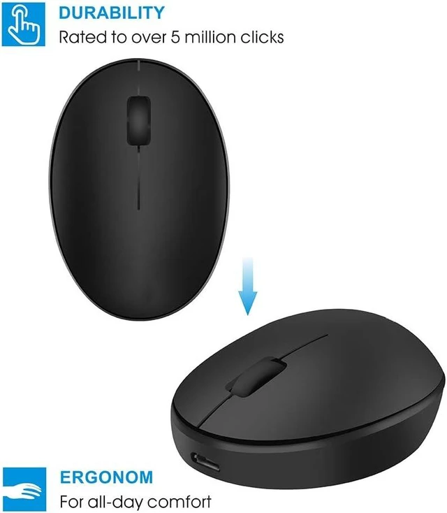 Alt view image 2 of 7 - TENMOS Mini Rechargeable Wireless Mouse,Silent Travel Mice for Laptop-Black