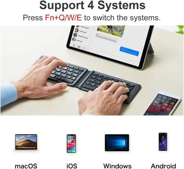 Alt view image 2 of 8 - SANWA (Japan Brand) Foldable Bluetooth Keyboard, Rechargeable Wireless Ultra Slim Pocket Size, Compatible with iOS Windows Android, for Computer PC Laptop MacBook iPad iPhone Smartphone Tablet
