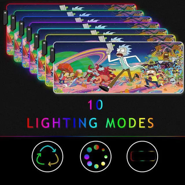 Alt view image 4 of 6 - RGB Gaming Mouse Pad Large - Soft RGB Mouse Mat Oversize Glowing Led Extended Mousepad, USB Powered Computer Keyboard Mouse Pad, Lighted PC Gaming Mouse mat with Non-Slip Rubber Base Waterproof 80x30