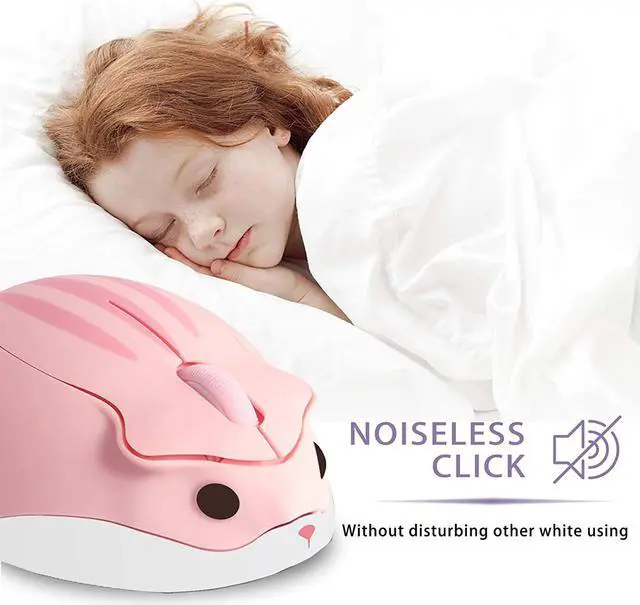 Alt view image 3 of 5 - elec Space 2.4G Wireless Mouse, Cute Animal Hamster Shape Silent Mouse with Gift 1 Random Color Cable Clip, 3 Buttons Cordless Mouse for PC Mac Laptop Notebook Computer-Pink