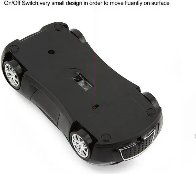 Alt view image 6 of 7 - ECOiNVA Wireless Sports Car Mouse Desktop Laptop Computer Optical Mouse Mice AAA Battery Nano USB 2.4GHz Gaming Mouse (Black)