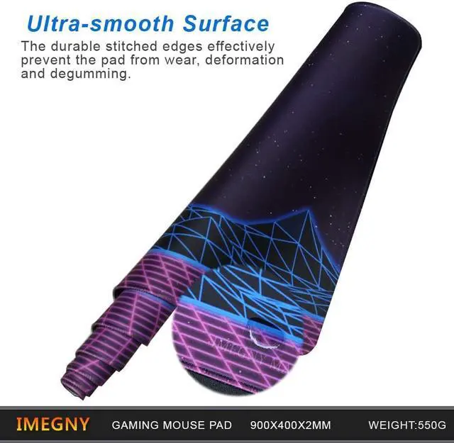 Alt view image 5 of 7 - Large Gaming Mouse Pad, Extended XXL Desk Pad & Non-Slip Rubber Mat for Mice and Keyboard with Stitched Edges 90x40 zisesun011