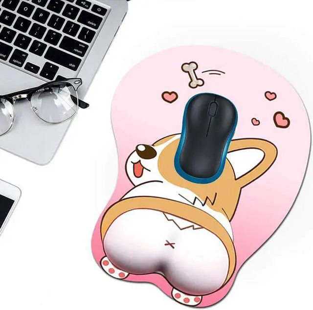 Alt view image 5 of 7 - Tidoopu Mouse Pad with Wrist Support Gel Ergonomic 3D Mouse Pad Anime Corgi Dog Mousepad Gaming Mouse Mat for PC Laptops (Pink)