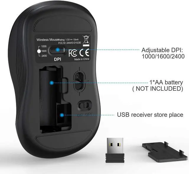 Alt view image 6 of 7 - Wireless Mouse for Laptop, Ergonomic Computer Mouse with Triple Mode (Dual Bluetooth + USB) and 3 Adjustable Levels, 6 Button Cordless Mouse Bluetooth Mouse for Windows Mac PC Notebook(Grey)