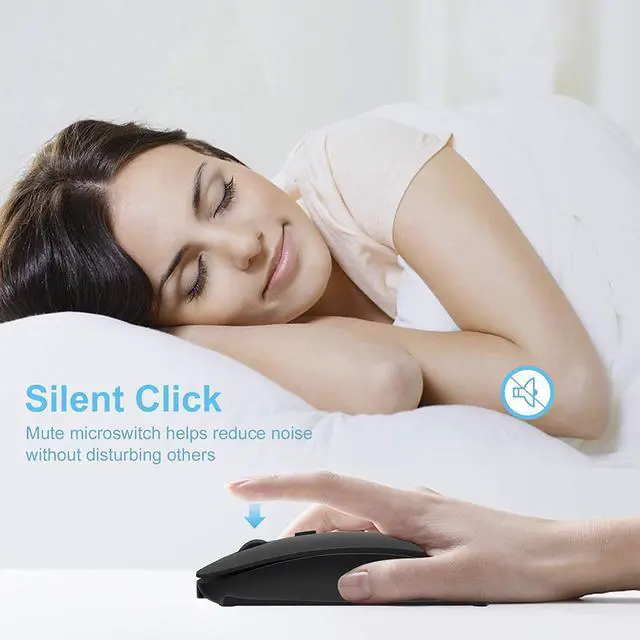 Alt view image 2 of 7 - Bluetooth Mouse for Laptop/iPad/iPhone/Mac(iOS 13.1.2 and Above)/Android PC,Wireless Mouse Slim USB Rechargable Quiet Mice Compatible with Windows/Linux/Notebook/Mac/MacBook Air,Black
