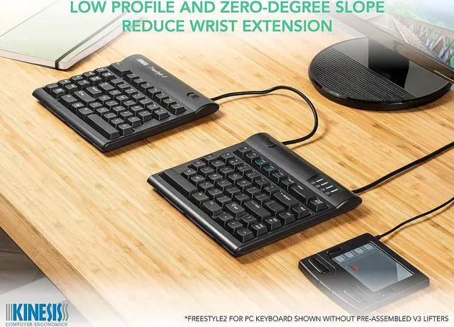 Alt view image 6 of 7 - KINESIS Freestyle2 USB-A Ergonomic Keyboard w/ VIP3 Lifters for PC (9" Separation) (KB820PB-US)