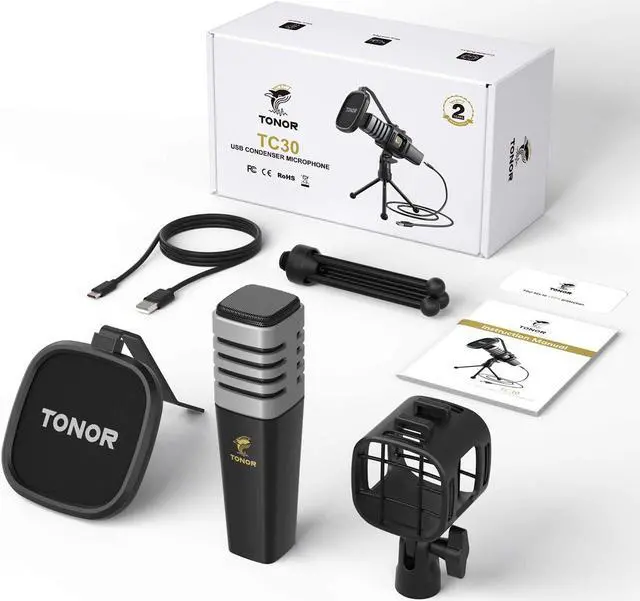 Alt view image 7 of 7 - USB Microphone for PC, Cardioid Condenser Computer Mic with Tripod Stand, Pop Filter, Shock Mount for Gaming, Streaming, Podcasting, YouTube