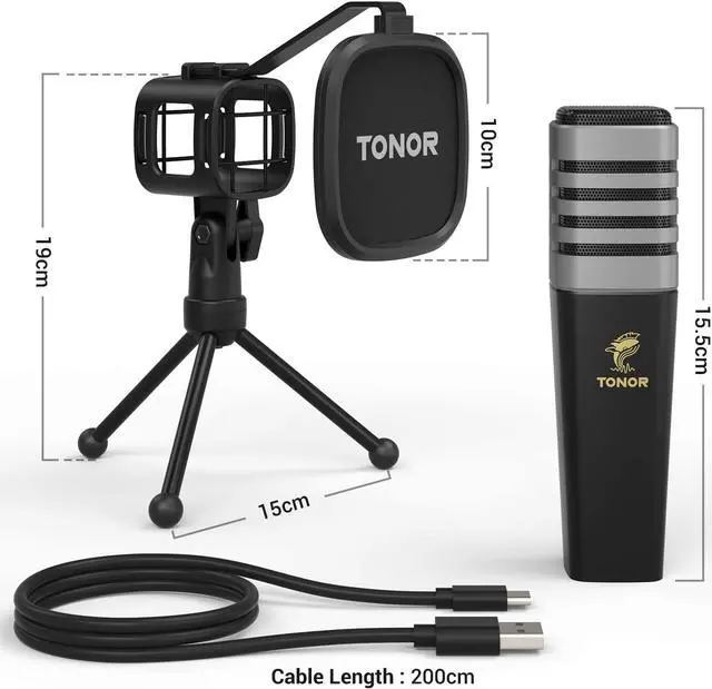 Alt view image 6 of 7 - USB Microphone for PC, Cardioid Condenser Computer Mic with Tripod Stand, Pop Filter, Shock Mount for Gaming, Streaming, Podcasting, YouTube