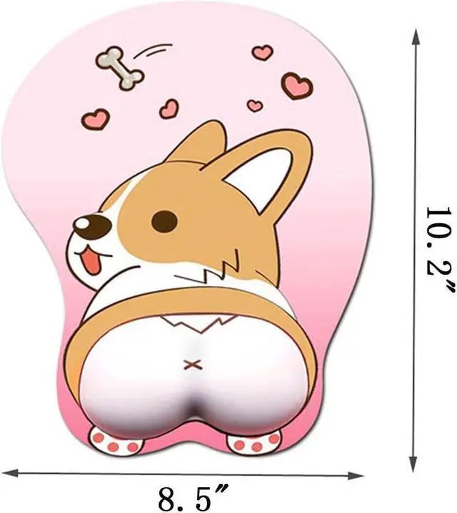 Alt view image 2 of 7 - Tidoopu Mouse Pad with Wrist Support Gel Ergonomic 3D Mouse Pad Anime Corgi Dog Mousepad Gaming Mouse Mat for PC Laptops (Pink)