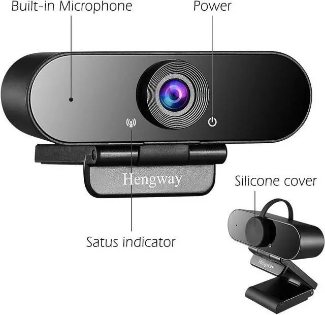 Alt view image 2 of 7 - Webcam with Stereo Microphone and Privacy cover , FULL HD 1080P by USB terminal,110 ° Wide-Angle for Conferencing, Distance learning or Meeting, Video chatting ,Calling, Team gaming etc.,(Black)