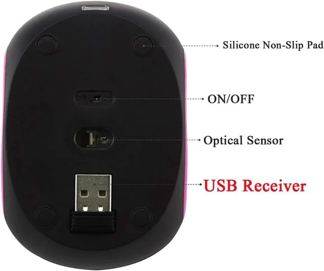 Alt view image 5 of 7 - 3C Light 2.4GHz Wireless Cute Small Silent Portable Mini Rechargeable Optical Mouse - 3 Buttons, Cordless for Laptop, Desktop, PC, Notebook (Red)