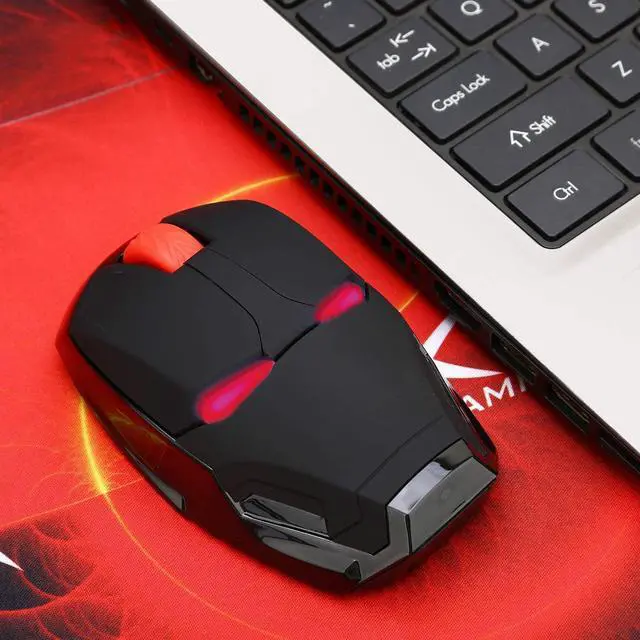 Alt view image 6 of 6 - Ergonomic Wireless Mouse Cool Iron Man Mouse 2.4G Portable Mobile Computer Click Silent Mouse Optical Mice with USB Receiver, Black or Golden for Notebook PC Laptop Computer Mac Book, Add a Keychain