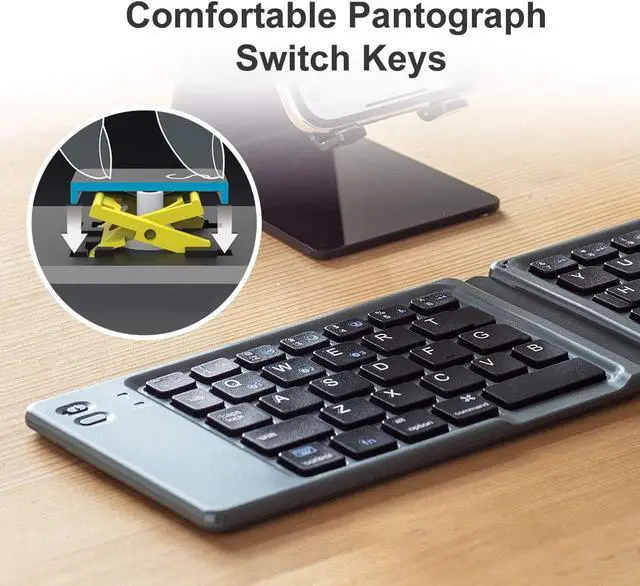 Alt view image 6 of 8 - SANWA (Japan Brand) Foldable Bluetooth Keyboard, Rechargeable Wireless Ultra Slim Pocket Size, Compatible with iOS Windows Android, for Computer PC Laptop MacBook iPad iPhone Smartphone Tablet