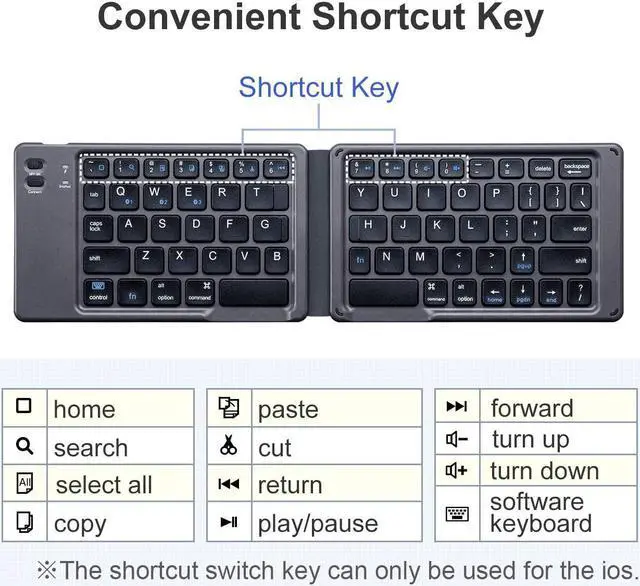 Alt view image 3 of 8 - SANWA (Japan Brand) Foldable Bluetooth Keyboard, Rechargeable Wireless Ultra Slim Pocket Size, Compatible with iOS Windows Android, for Computer PC Laptop MacBook iPad iPhone Smartphone Tablet