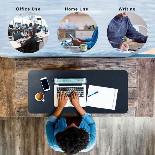 Alt view image 6 of 6 - Chihein Dual-Sided Office Desk Pad, Large Gaming Mouse Pad Ultra Thin Waterproof PU Leather Mousepad Writing Pad ( 37.4"x15.7", Navy Blue/Yellow ) - Large