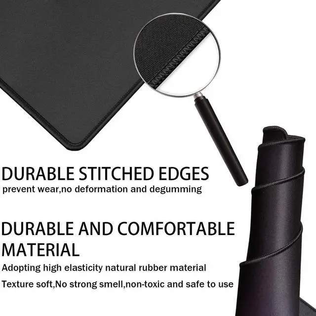 Alt view image 2 of 7 - Large Mouse Pad Gaming Mouse Pad Long Mouse Pads Waterproof Extra Large Big Mouse Pad with Stitched Edge XXL Non-Slip Black Computer Mousepad Desk Mat for Gamer Office & Home Black