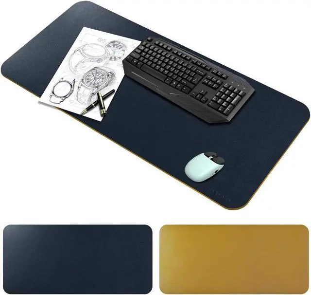 Main image of Chihein Dual-Sided Office Desk Pad, Large Gaming Mouse Pad Ultra Thin Waterproof PU Leather Mousepad Writing Pad ( 37.4"x15.7", Navy Blue/Yellow ) - Large