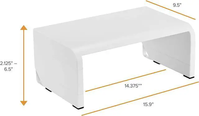 Alt view image 7 of 7 - Bostitch Konnect Adjustable Monitor Stand Riser, 4 Height Adjustments, Built-in Cable Management, Rubber Feet - White