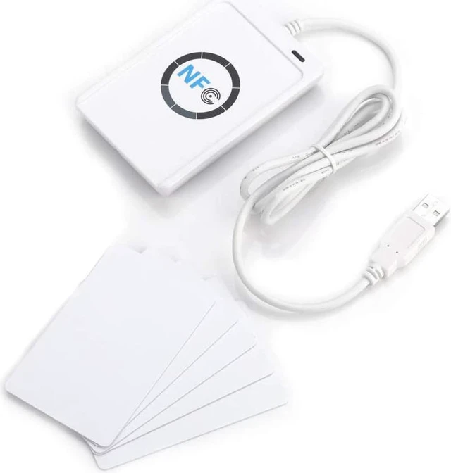 Main image of Nfc Card Reader, Contactless Card Reader Writer, NFC Reader Writer with 5 IC Card ACR 122u ISO14443A / B FeliCa