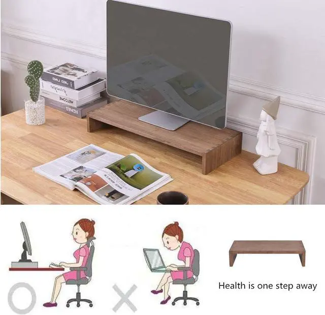Alt view image 6 of 7 - KIRIGEN Monitor Stand Wooden -Desk stand wood for Computer / Laptop/ TV Printer - Monitor Arms & Stands Desk Riser for Office Organizers -Desktop Workspace (59,Dark Brown)