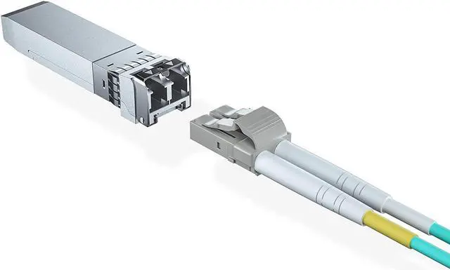 Alt view image 4 of 7 - 10 Pack 10G MultiMode SFP+ LC Module with 2m OM3 LC to LC Fiber Patch Cable, 10GBase-SR SFP+ Fiber Transceiver, MMF 850nm, 300m, DDM, Compatible with Cisco SFP-10G-SR, Meraki, Ubiquiti